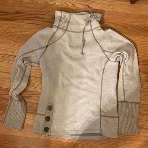 Prana Women's Lucia Sweater Size XS Light Tan Wool Blend Funnel Neck